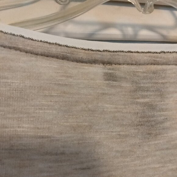 White House Black Market Biege and white top with small bead trim - Picture 5 of 5